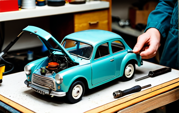 미니카의 탄소 발자국 줄이기 - Collector at a Local Fair**

"A collector browsing a stall at a local miniatures fair, examining vin...