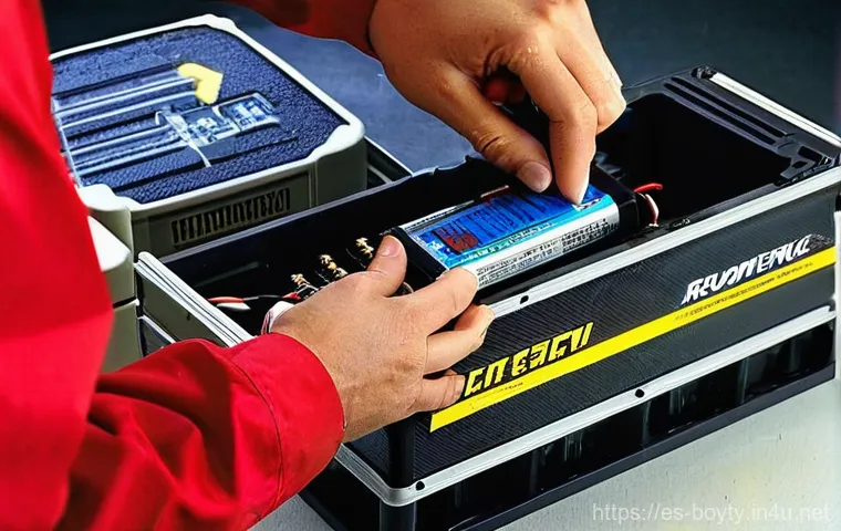 미니카 배터리 수명 관리법 - **Prompt:** A perfectly organized LiPo battery storage area in a home workshop or garage. Several Li...