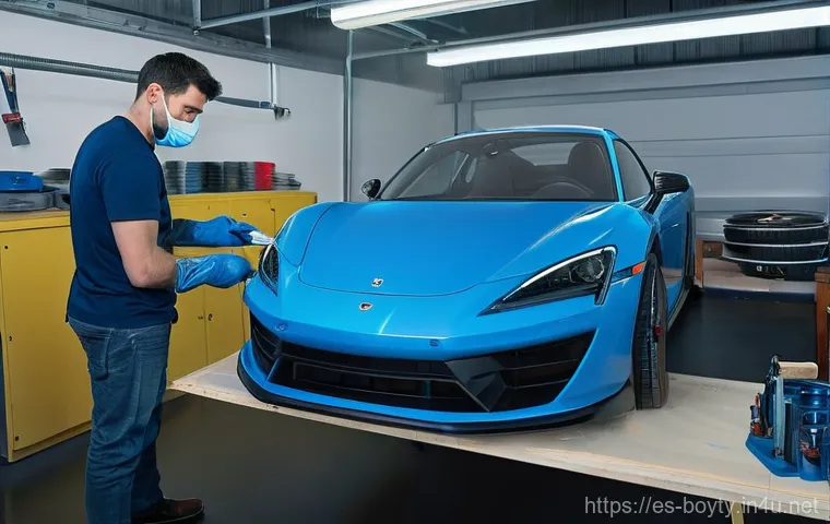 미니카 도색 실수 방지법 - Prompt 1: Precision Airbrushing in a Modern Workshop**