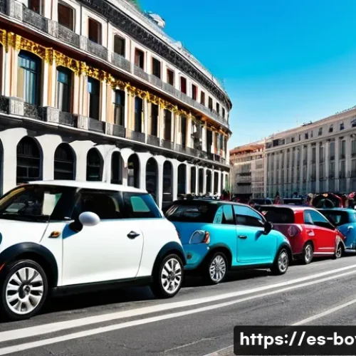 미니카 트렌드와 신제품 출시 - **Urban Parking Triumph in Madrid**
    A vibrant, sunlit street scene in Madrid, bustling with pede...